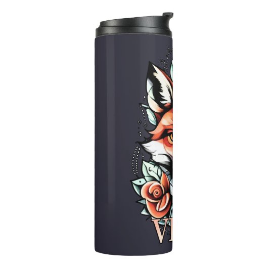 Vixen mit Rose fett-HOT-Design Thermosbecher (Nach links gedreht)