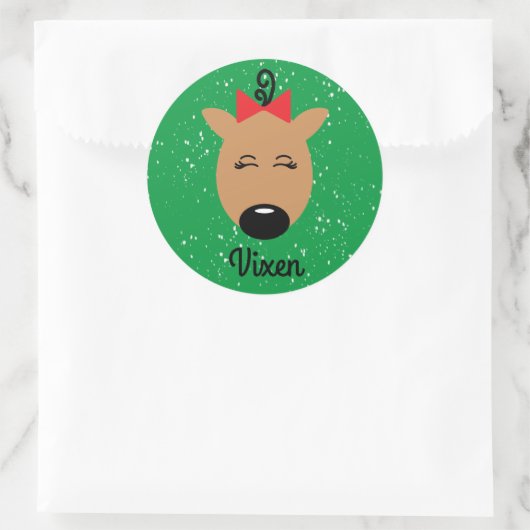 Vixen Reindeer Classic Round Sticker (Tasche)