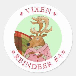 VIXEN REINDEER Große Round Stickers