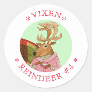 VIXEN REINDEER Kleine Round Stickers
