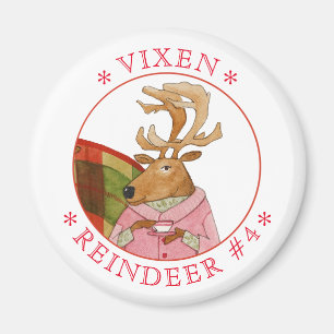 VIXEN REINDEER Round Magnet