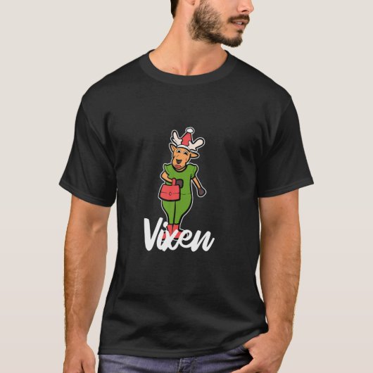 Vixen Reindeer Weihnachtskostüm Ugly Christmas Sw T-Shirt (Vorderseite)