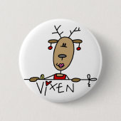 Vixen-Ren-Weihnachtst-shirts und -geschenke Button (Vorderseite)