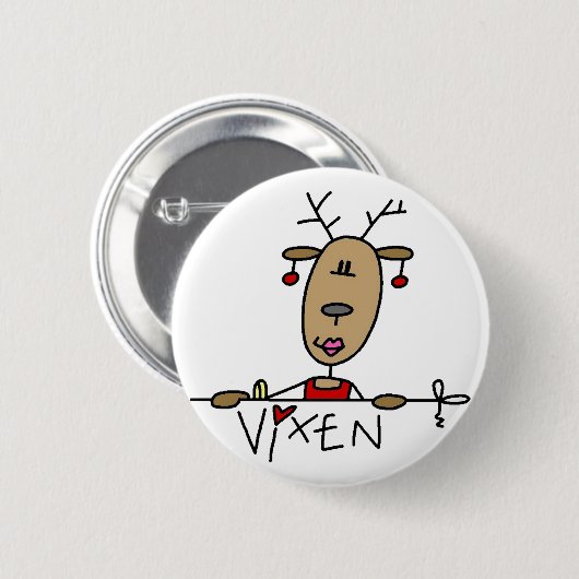 Vixen-Ren-Weihnachtst-shirts und -geschenke Button (Vorne & Hinten)