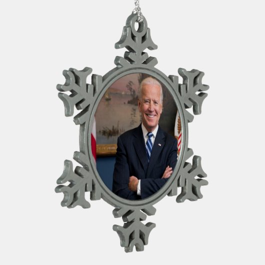 Vizepräsident Joe Biden während der Präsidentschaf Schneeflocken Zinn-Ornament (Links)