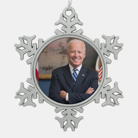 Vizepräsident Joe Biden während der Präsidentschaf Schneeflocken Zinn-Ornament (Vorderseite)