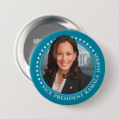 Vizepräsident Kamala Harris 2024 - Aquamarin Stars Button (Vorne & Hinten)