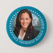 Vizepräsident Kamala Harris 2024 - Aquamarin Stars Button (Vorderseite)