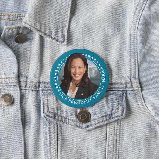 Vizepräsident Kamala Harris 2024 - Aquamarin Stars Button (Beispiel)