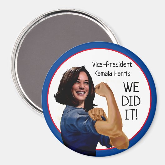 Vizepräsident Kamala Harris als Rosie Magnet (Vorderseite/Rückseite)
