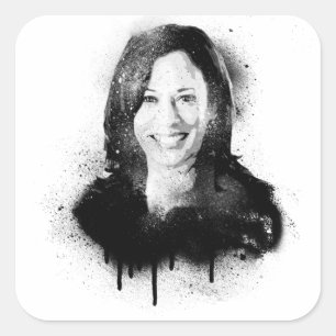 Vizepräsident Kamala Harris Graffiti Portrait Quadratischer Aufkleber