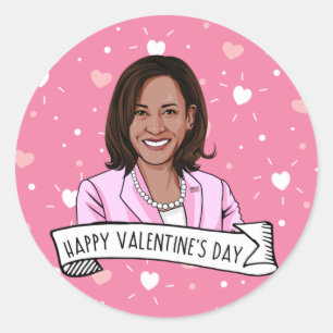 Vizepräsident Kamala Harris Valentinstag Runder Aufkleber