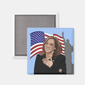 Vizepremierminister Kamala Harris Flaggenstatue Magnet (Vorderseite/Rückseite)