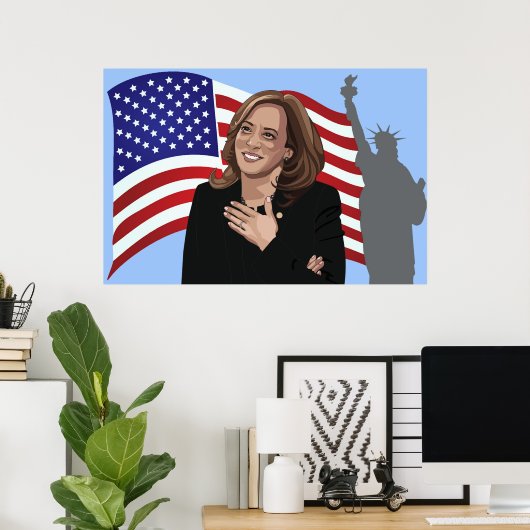 Vizepremierminister Kamala Harris Flaggenstatue Poster (Heimbüro)