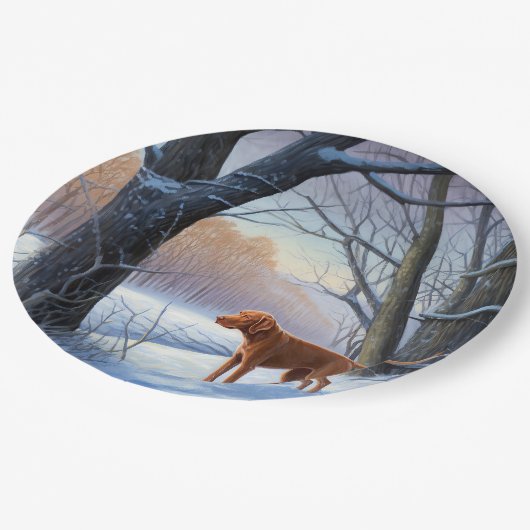 Vizla Let It Snow Weihnachten Pappteller (Schrägansicht)