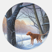 Vizla Let It Snow Weihnachten Runder Aufkleber (Vorderseite)