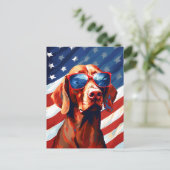 Vizsla 4. Juli Unabhängigkeitstag Postkarte (Stehend Vorderseite)