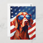 Vizsla 4. Juli Unabhängigkeitstag Postkarte (Vorne/Hinten)
