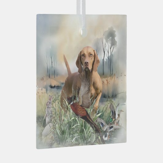 Vizsla, Art Ornament Aus Glas (Vorderseite Rechts)