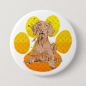 Vizsla Auf Pfote Cartoon Button (Vorderseite)