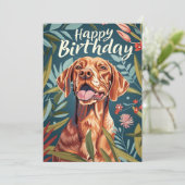 Vizsla Birthday Feiertagskarte (Stehend Vorderseite)