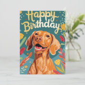 Vizsla Birthday Feiertagskarte (Stehend Vorderseite)