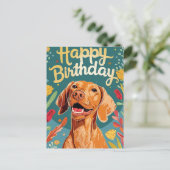 Vizsla Birthday Postkarte (Stehend Vorderseite)