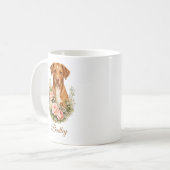 Vizsla Blumenporträt Kaffeetasse (Vorderseite Links)