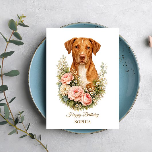 Vizsla-Blumenporträt Karte