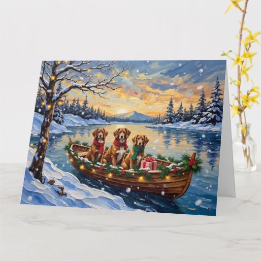 Vizsla Christmas Boat Holiday Karte (Gelbe Blume)