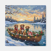 Vizsla Christmas Boat Holiday Magnet (Vorne)