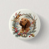 Vizsla Christmas  Button (Vorderseite)
