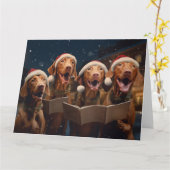 Vizsla Christmas Carolers Spaß Urlaub Karte (Gelbe Blume)