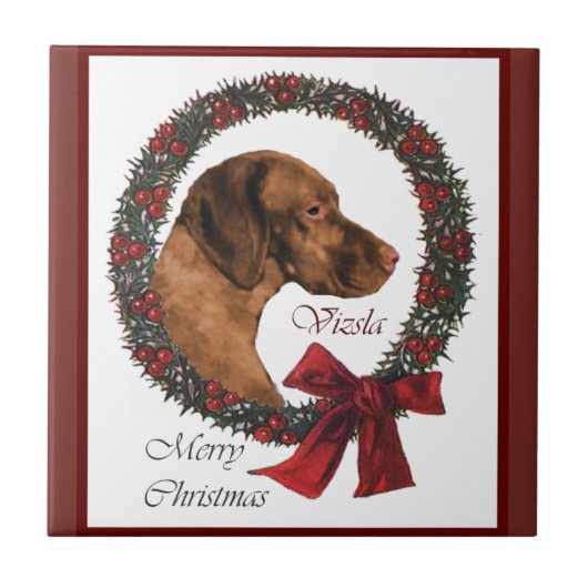 Vizsla Christmas Fliese (Vorderseite)