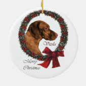 Vizsla Christmas Geschenke Keramik Ornament (Hinten)
