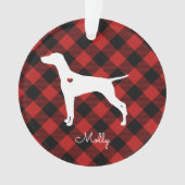 Vizsla Christmas Kariert Dog Name Ornament (Vorderseite)