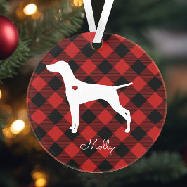Vizsla Christmas Kariert Dog Name Ornament
