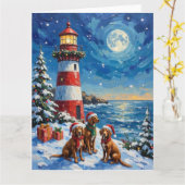 Vizsla Christmas Lighthouse Holiday Karte (Gelbe Blume)