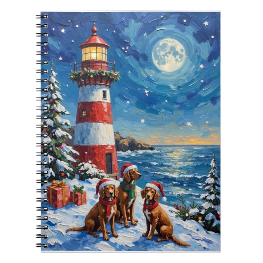 Vizsla Christmas Lighthouse Holiday Notizblock (Vorderseite)