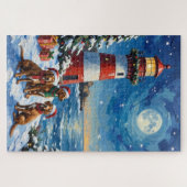 Vizsla Christmas Lighthouse Holiday Puzzle (Horizontal)