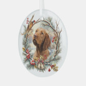 Vizsla Christmas Ornament Aus Glas (Vorderseite links)