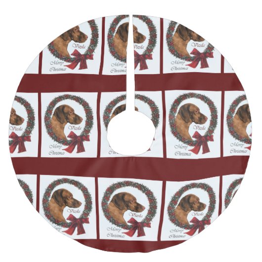 Vizsla Christmas Polyester Weihnachtsbaumdecke (Vorderseite)