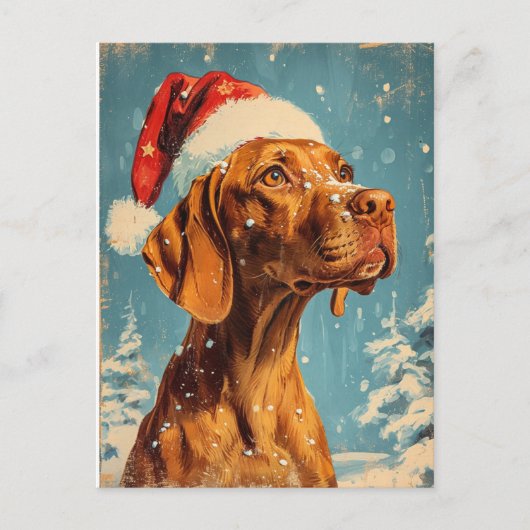 Vizsla Christmas Postkarte (Vorderseite)