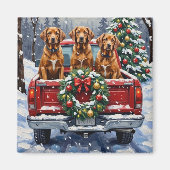 Vizsla Christmas Red Truck Holiday Magnet (Vorne)