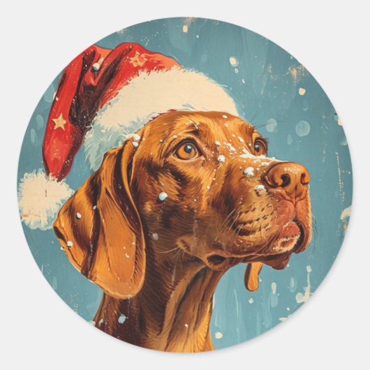 Vizsla Christmas Runder Aufkleber (Vorderseite)