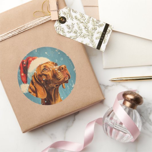 Vizsla Christmas Runder Aufkleber (Schenken)