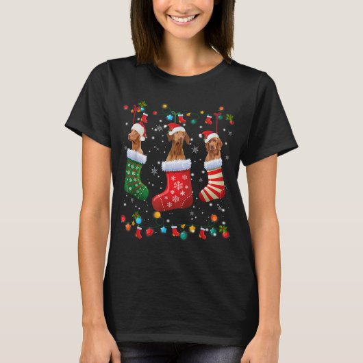 Vizsla Christmas Socks Funny Xmas Vizsla Dog Lover T-Shirt (Vorderseite)
