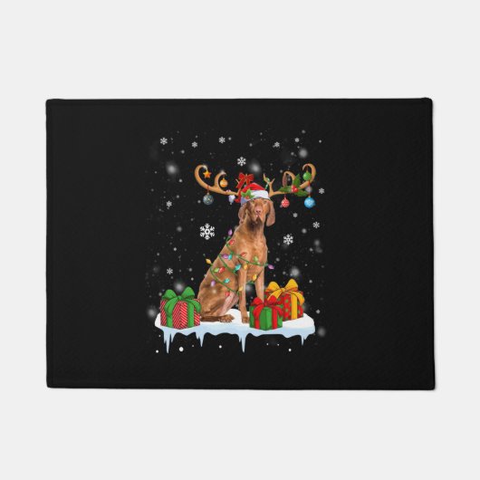 Vizsla Christmas Tree Light Pajama Dog Lover Xmas Fußmatte (Vorderseite)