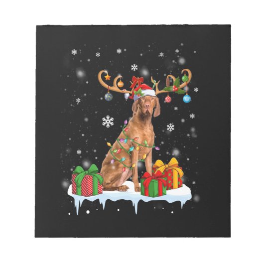 Vizsla Christmas Tree Light Pajama Dog Lover Xmas Notizblock (Vorderseite)