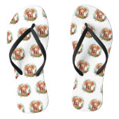 Vizsla Christmas Wreath Festivals Badesandalen (Fußbett)